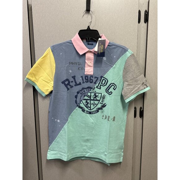 POLO RALPH LAUREN Men's Classic Fit Graphic Mesh Polo Shirt Small, Patchwork - Picture 3 of 5